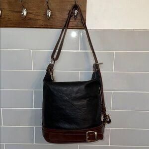 Valentina Convertible Leather Hobo Bucket Bag